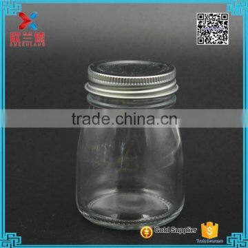 100ml glass screw neck pudding jar milk jar with black metal cap