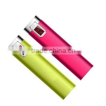 rectangle aluminum alloy lipstick power bank 2600mAh USB Charger for promotion