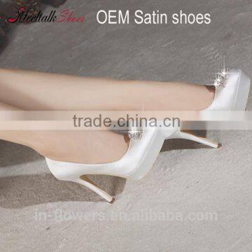 Wholesale OEM ODM handmade wedding shoes women rhinestone white dress shoes