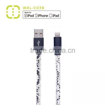 snake skin PU fabric braided usb charger cable for iphone 5