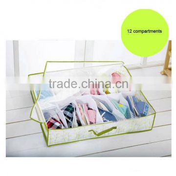 12 compartments Non-woven Shoes Storage Bags with cover and zipper