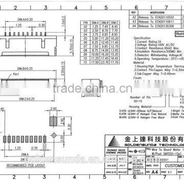 1.25mm Pitch 20, 25, 30 Pin Available SMT Wire to Board 30 Pin Connector