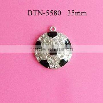 Hot selling factory 35mm soccerball l rhinestone button in stock (btn-5580)