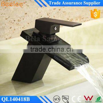Oil Rubbed Bronze Finish Black Colored Basin Glass Waterfall Faucet photo-2
