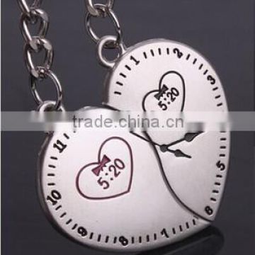 The clock peach ornament mood couple keychain key ring metal key ring For lovers