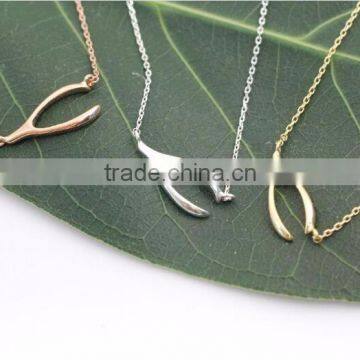 925 Sterling Silver Dainty Lucky Sideways Wishbone Necklace