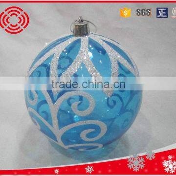 hand painted lake blue transparent decorative plastic christmas ball