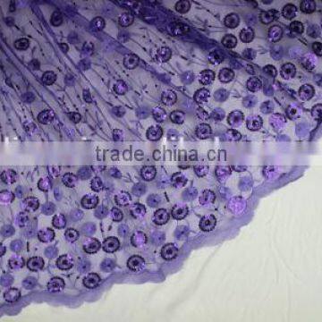 organza colorful litter sequin flower Indian Fabric Silk african fabric CL2029-5 purple