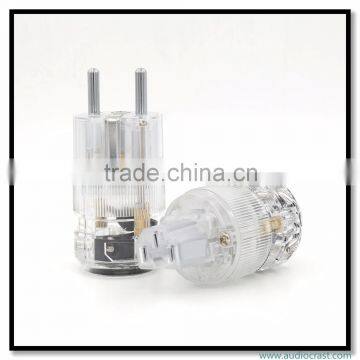 OEM/ODM Rhodium Plated Clear Audio Grade EU Male Power Plug+ IEC Female Plug Connector For audio