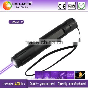 high power purple laser pointer 100mW Adjustable Focus Handheld laser pen with 5 caps