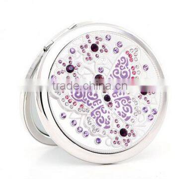 logo service high -end cosmetic butterfly mirror mental crystal pocket mirror