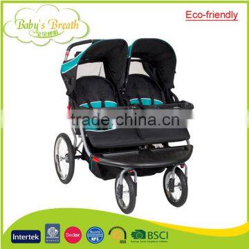 BS-38B eco-friendly soft softtextile baby stroller for twins with shock absorber