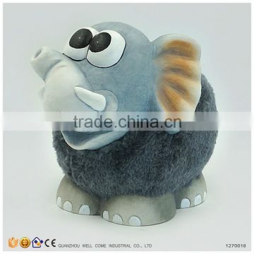 New Ceramic Piggy Bank Plush Elephant Figurine