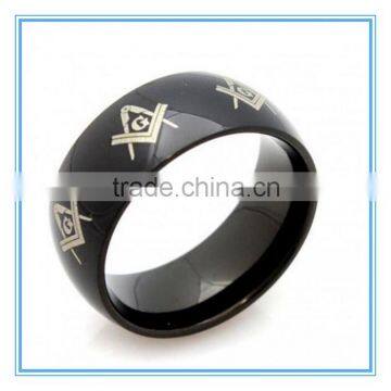 Masonic stainless steel Ring Black Ion