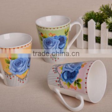 Beautiful porcelain coffee mug ceramic milk V shape mugs