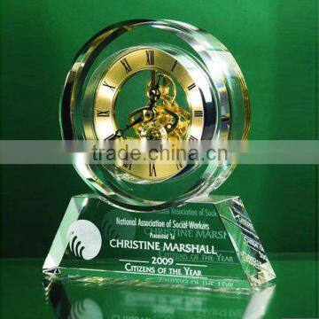 Crystal mechanical table clock with customized logo