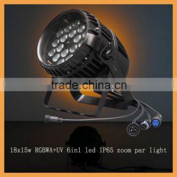 guangzhou hot sale new lighting 18x15w RGBWA+UV 6in1 led zoom par light pro outdoor stage equipment