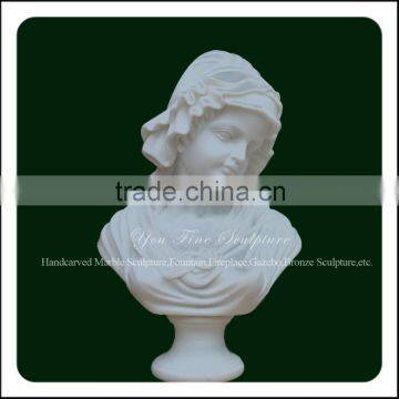 Head Bust Statue,Child Head Bust Sculpture,White Marble Head Bust