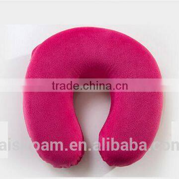 100% polyerter u-shape pillow super soft fabric neck pillow LS-U-018-A travel foam pillow