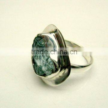 Aquamarine Raw Natural Gemstones Fashion Ring, 925 Solid Sterling Silver Adjustable Rings, Brazilian Aquamarine Rough Gemstones photo-2