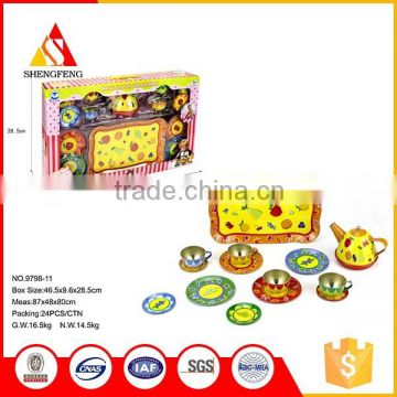 Yellow good tray colorful tea set childern toy