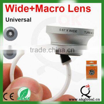 Universal Circle Clip 0.67x wide angle macro lens For samsung note3 for smartphone