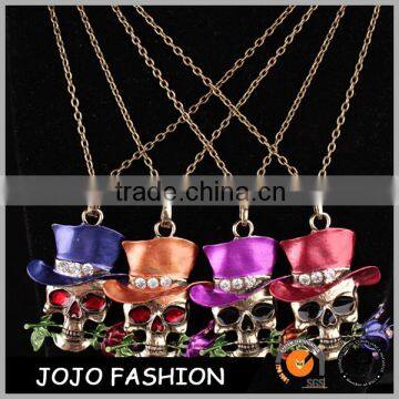 Fashion Gold Chain Jewelry Skull Face Hip Hop Pendant Necklace In halloween Party Necklace