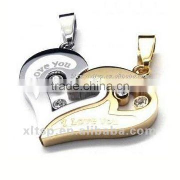 PD20 High Grade Stainless Steel CZ Stones Couple Pendant