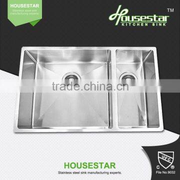 CUPC Approved Handmade Stainless Steel Double Bowl Kitchen Sink Used For Prefab Homes 71544