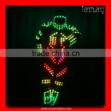 Wireless DMX 512 Full color LED robot costume with headwear