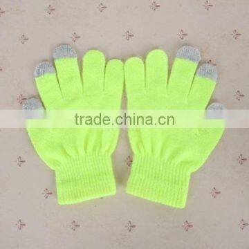 1 Pair Neon Green Cotton Full Finger Winter Touch Screen Warm Gloves Mitten