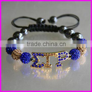 KJL-BD5063 Wholesale Braiding Society Union shamballa bracelet, Rhinestone SGRHO Sigma gamma rho bracelet