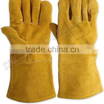 Yellow Safety Cow Split Leather Welding Gloves