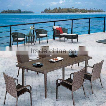 Brown Garden Rattan Furniture Dining Sets with 6 Seats