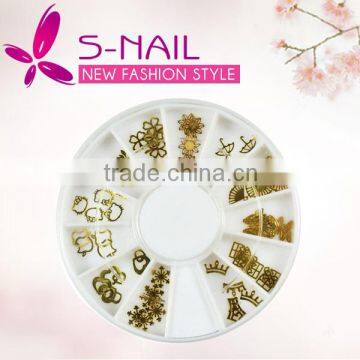 Fancy gold metal plates nail art, nail art metal slice wheel