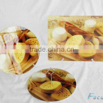 set of 3 tempered glass cheese plate and glass cheese board