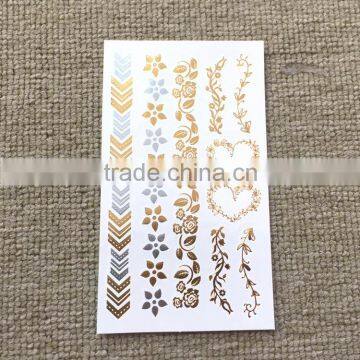 Wholesale Gold Silver Color Metallic Tattoo Temporary Gold Hair and Body Tattoo Sticker Factory photo-6