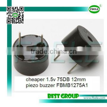 cheaper 1.5v 75DB 12mm piezo buzzer FBMB1275A1