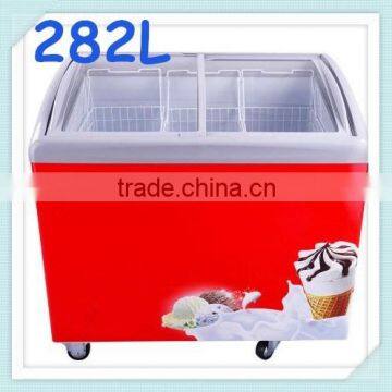 glass door chest freezer ice cream storage freezer with curved glass door