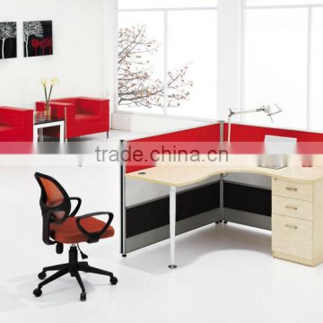 SUNRISE-F006 new design elegant and modern "L" shape office desk partition furniture with fixed cabinet