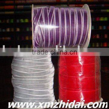 red,grey, purple color velvet ribbon 3/8'' width