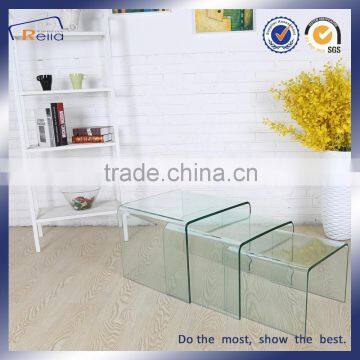 Bent glass coffee table set Chinese manufacture