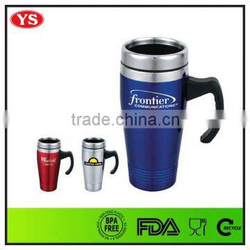 Food Grade Double Wall 16oz Stainless Steel Colored Tumbler With Handle