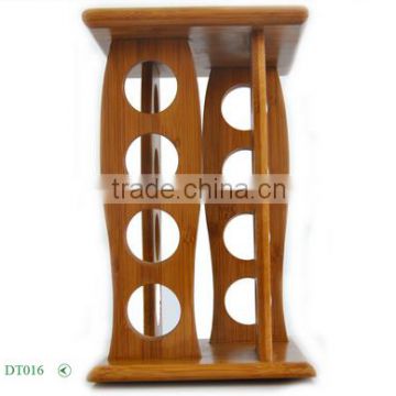 DT016/Bamboo Wooden Salt Pepper Surgar Spice Glass Bottle Jar Shaker Holder Rack Stand