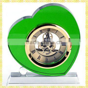 Unique Exquisite Luxury Green Heart Crystal Clock For Wedding Guest Takeaway Souvenirs