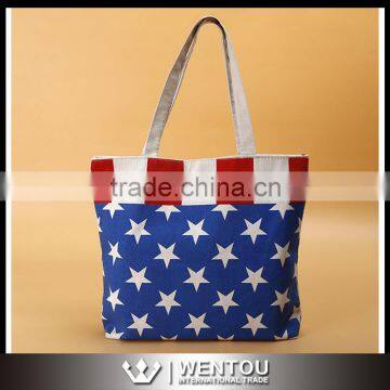 American Flag Canvas Tote Bag