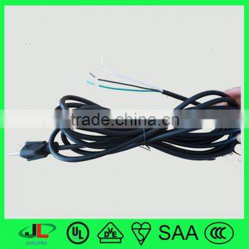 Stripped Female End Type and NEMA Male End Type 3 pin plug with round cable