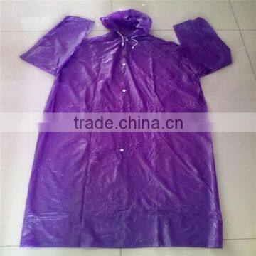 custom printed PVC raincoat for adult/cheap plastic pvc raincoat/purple pvc raincoat