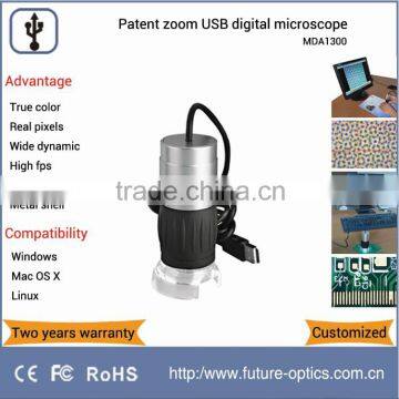 Patent 40~240X magnification 1.3MP MDA1300 handheld USB digital microscope with 8 led ring light