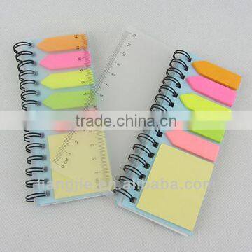 Spiral Recycled Notepad with Colourful Neon Strips Sticky Pad